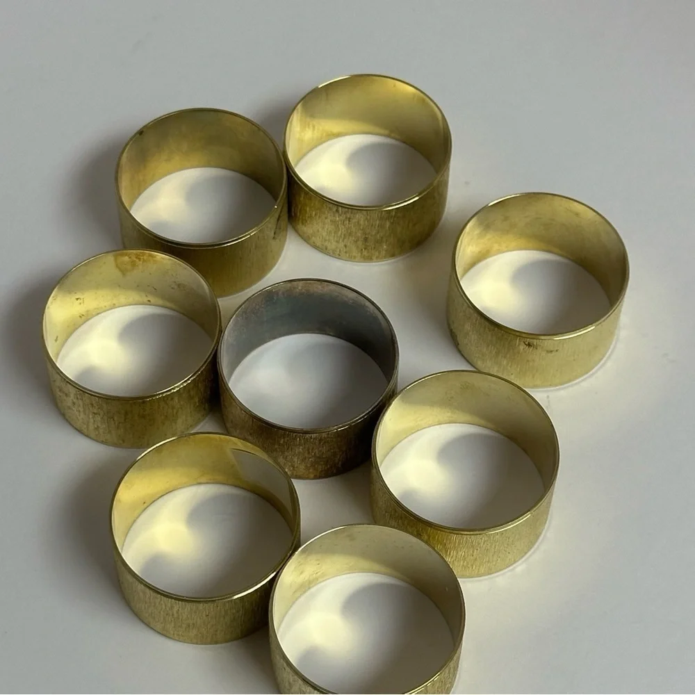Aukey Gold Toned Napkin Rings Shiny Set of 8